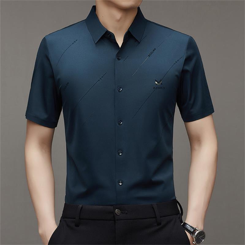 Camisa de seda de hielo antiarrugas para hombre