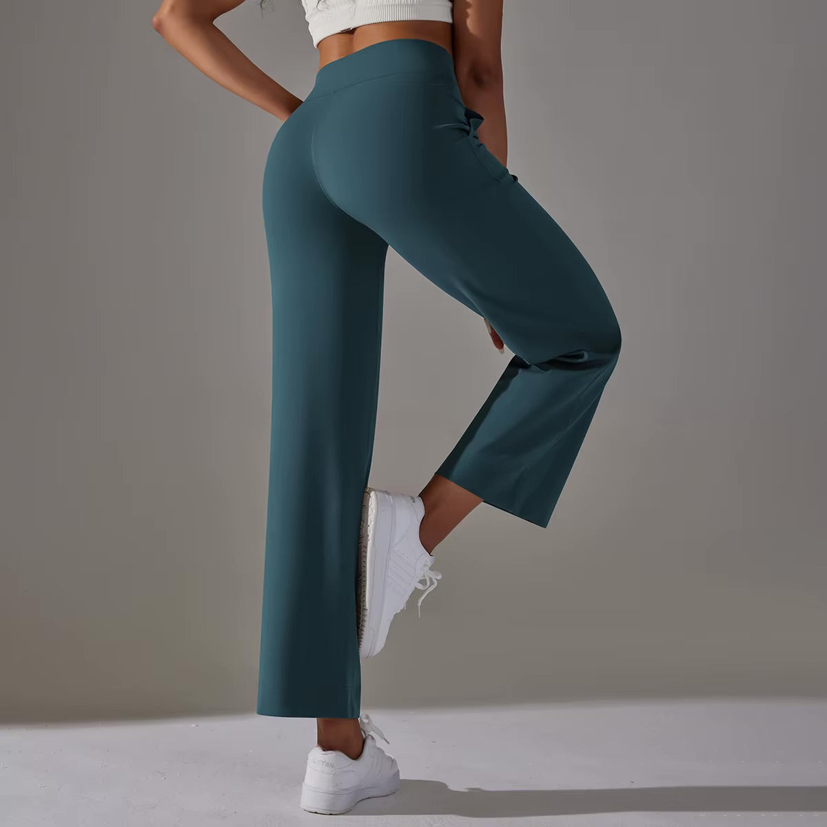 Pantalon confort taille haute | Vert canard