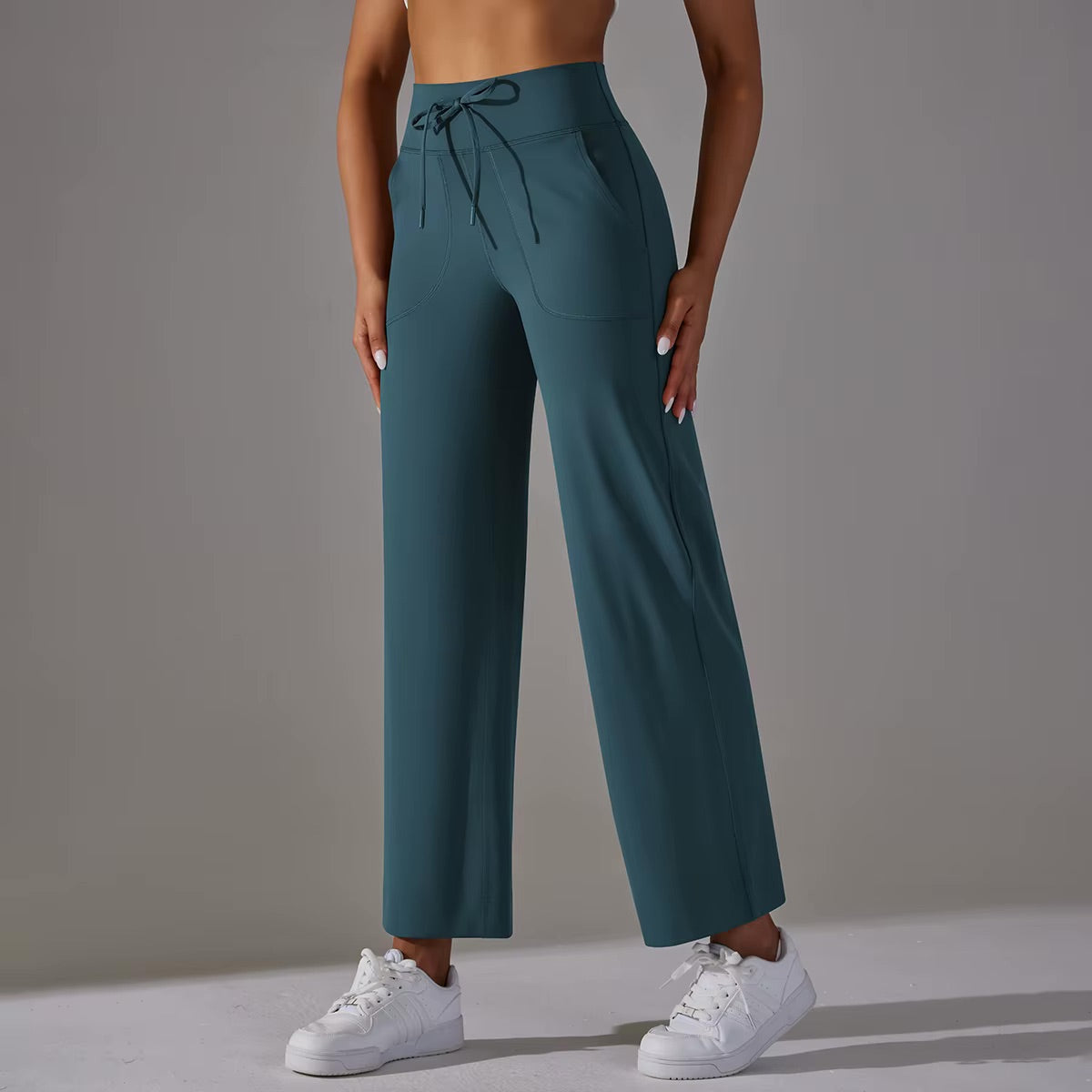 Pantalon confort taille haute | Vert canard