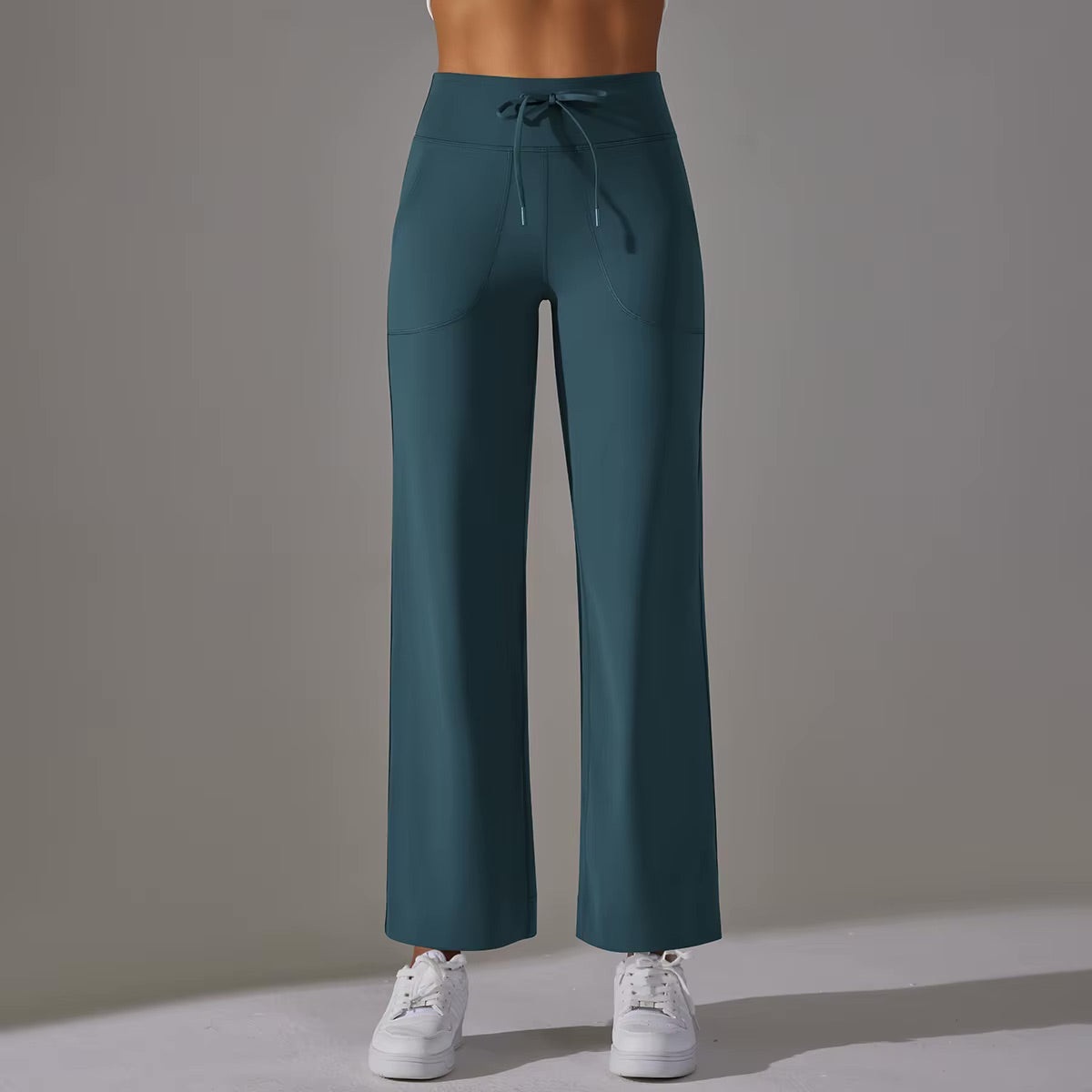 Pantalon confort taille haute | Vert canard