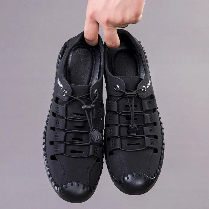 Sandalias de cuero huecas con punta envuelta Aviator