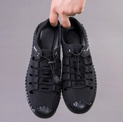 Sandalias de cuero huecas con punta envuelta Aviator