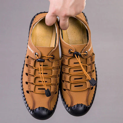 Sandalias de cuero huecas con punta envuelta Aviator