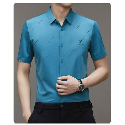 Camisa de seda de hielo antiarrugas para hombre