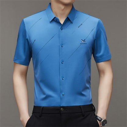 Camisa de seda de hielo antiarrugas para hombre