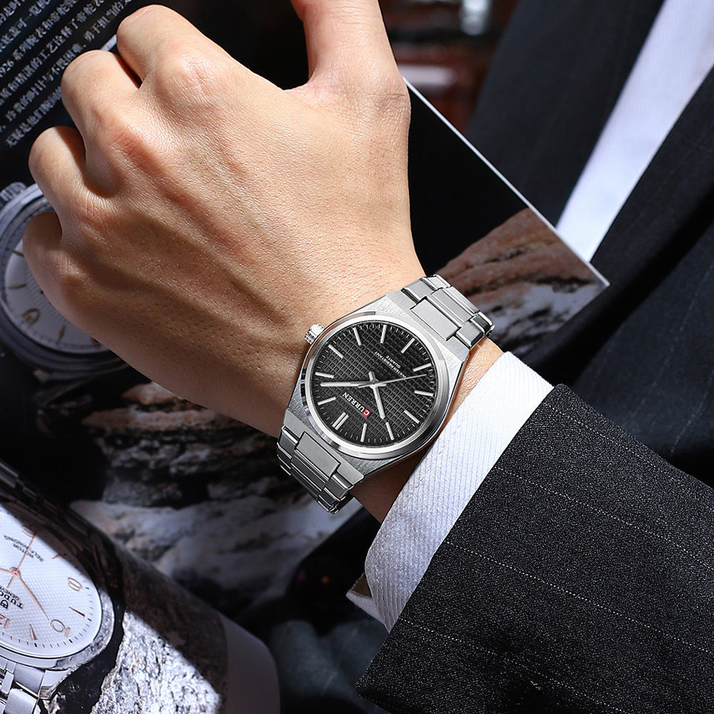 💎Reloj de pulsera para hombre con correa de acero sencilla de negocios