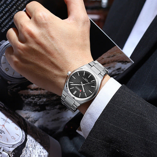 💎Reloj de pulsera para hombre con correa de acero sencilla de negocios