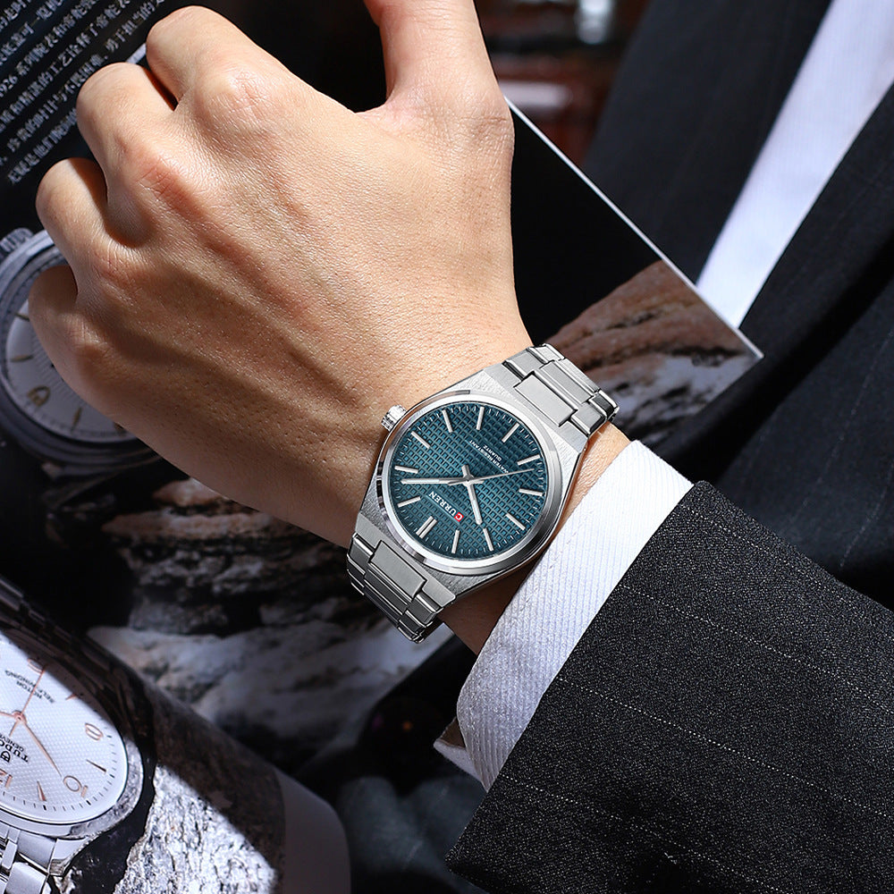💎Reloj de pulsera para hombre con correa de acero sencilla de negocios