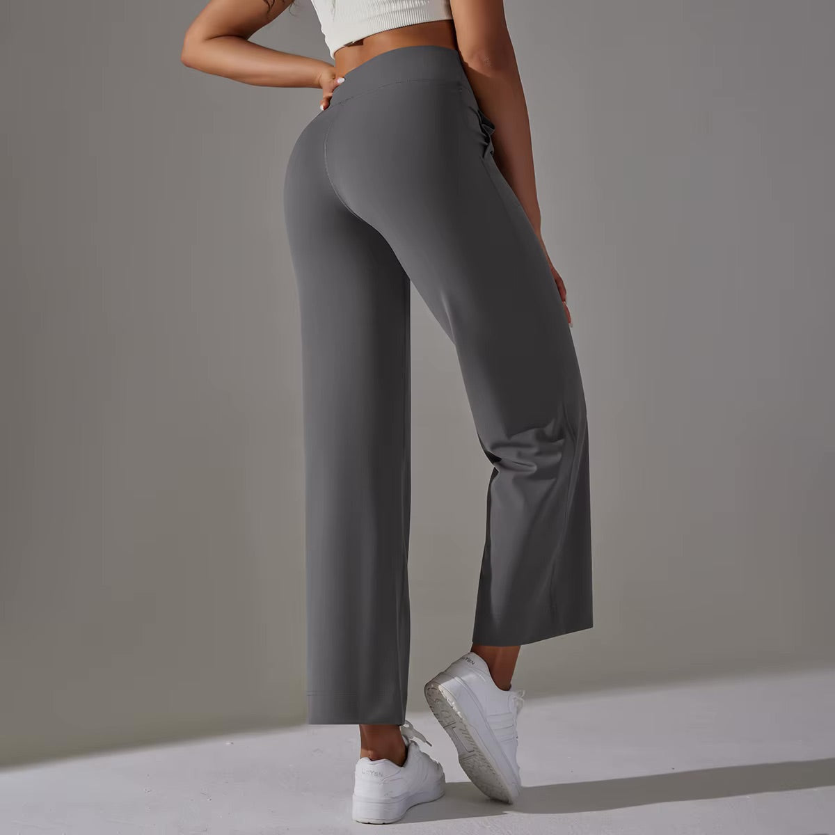 Pantalon confort taille haute | Gris