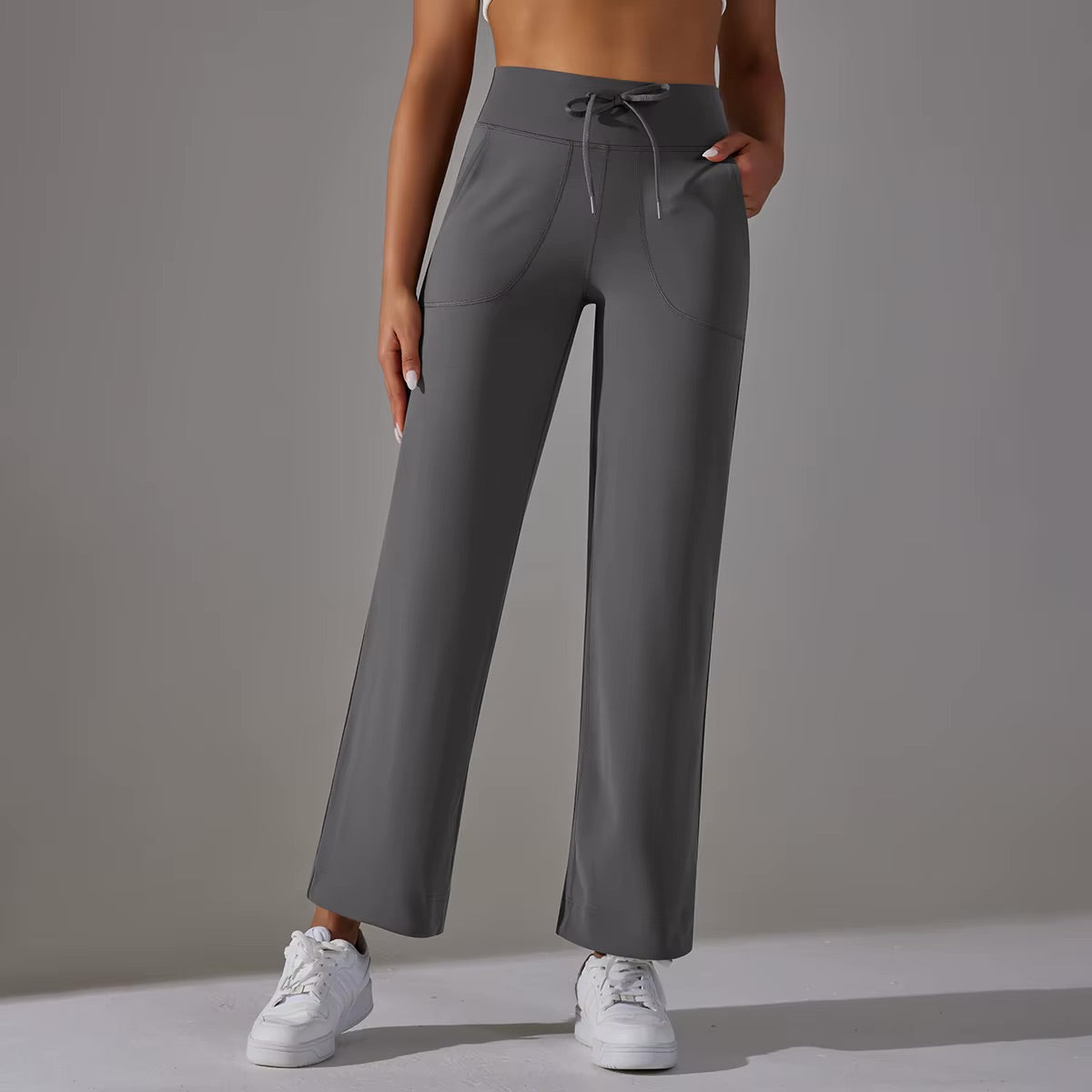 Pantalon confort taille haute | Gris