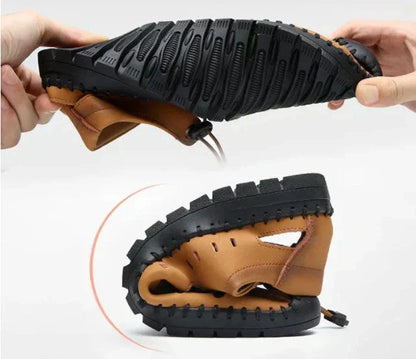 Sandalias de cuero huecas con punta envuelta Aviator