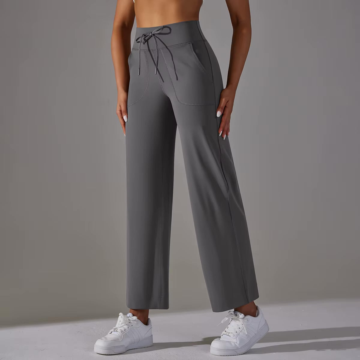 Pantalon confort taille haute | Gris