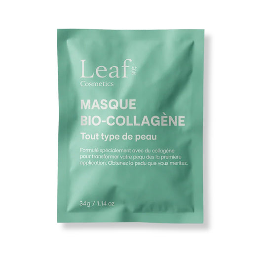 Sobre de la mascarilla bio-colágeno de 34 g sobre fondo blanco