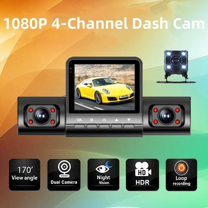 💥Oferta de tiempo limitado a mitad de precio - Cámara de salpicadero de coche de 4 canales 1080P con visión nocturna
