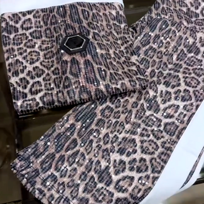 Conjunto de dos piezas de moda para mujer con estampado de leopardo y ajuste cómodo y holgado