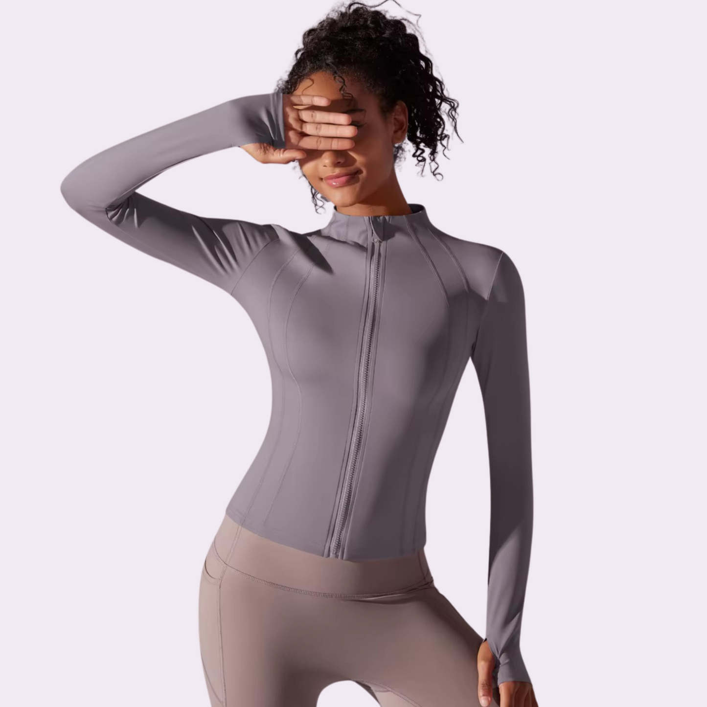 Chaqueta de cremallera moldeadora | Gris