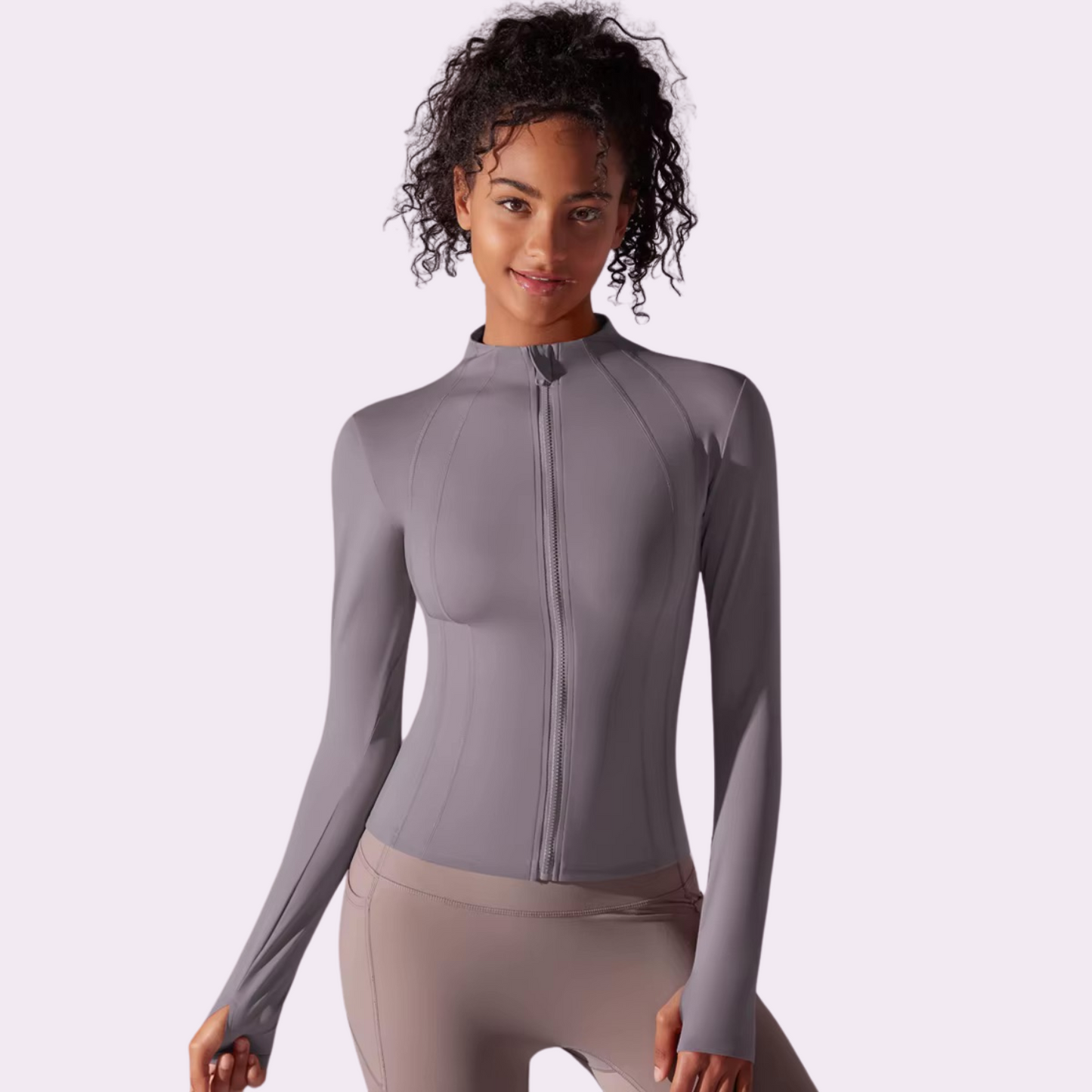 Chaqueta de cremallera moldeadora | Gris